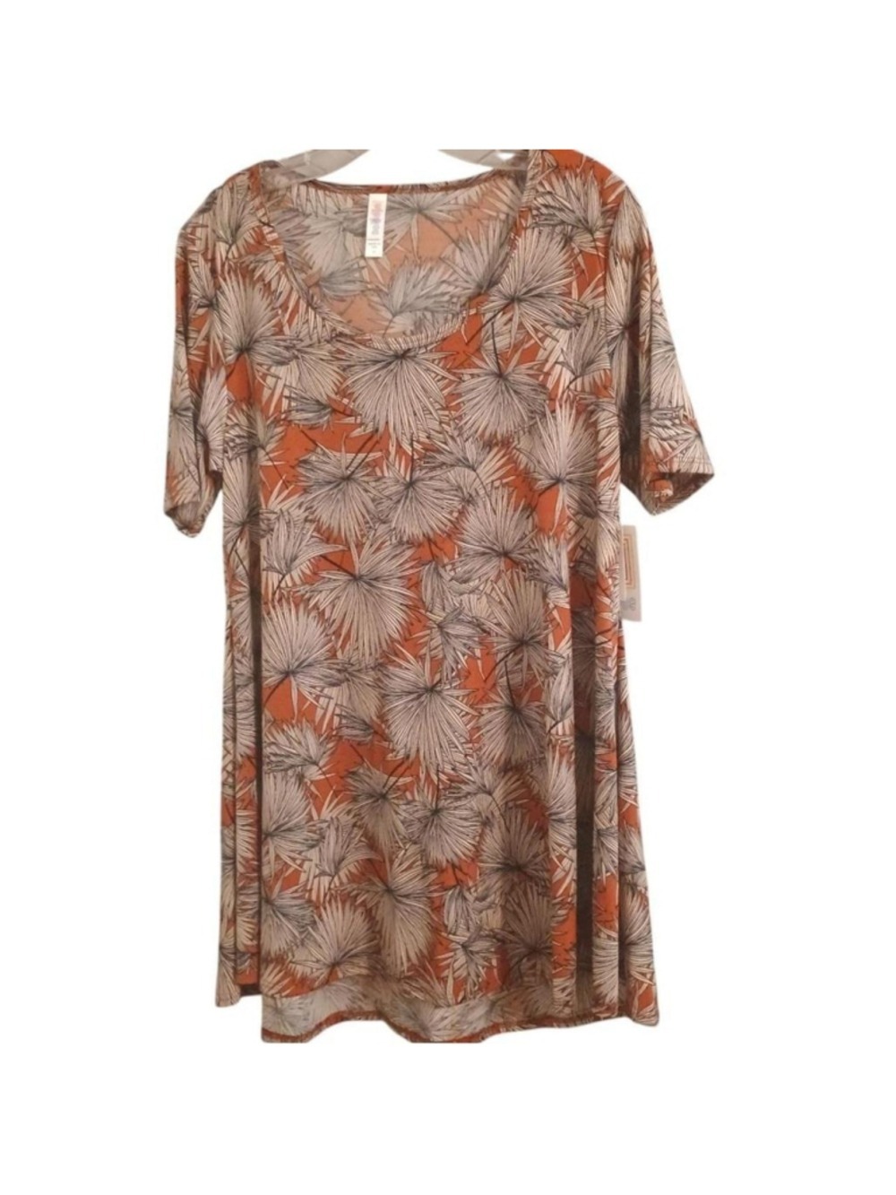 NWT LuLaRoe perfect t brown tropical print tunic top relaxed fit Medium